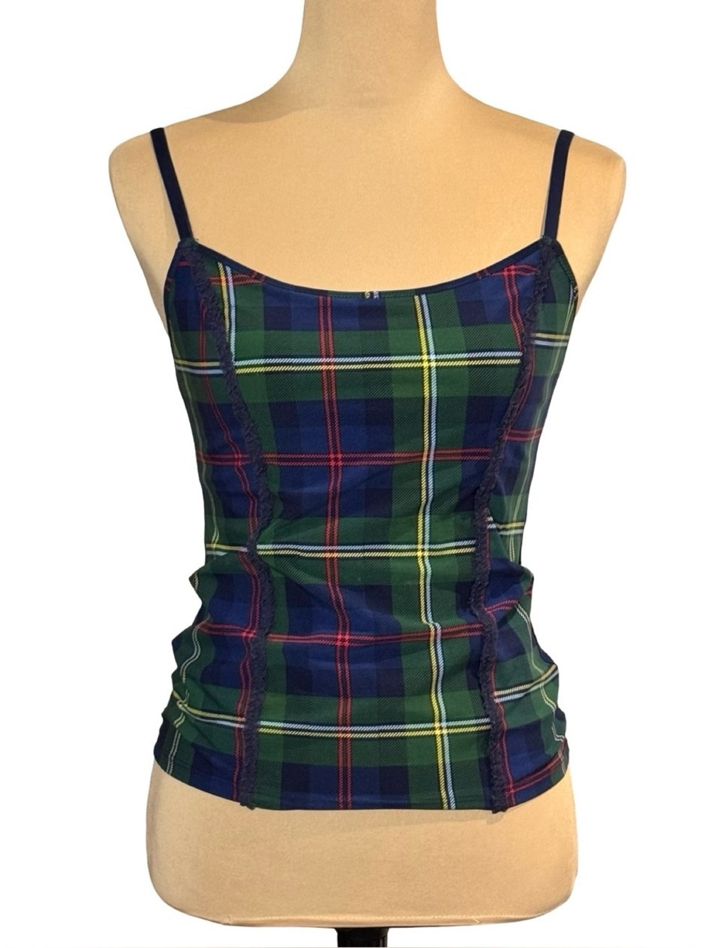 Tommy Hilfiger Y2K Plaid Cami Top Sz M Tartan Fairy Grunge